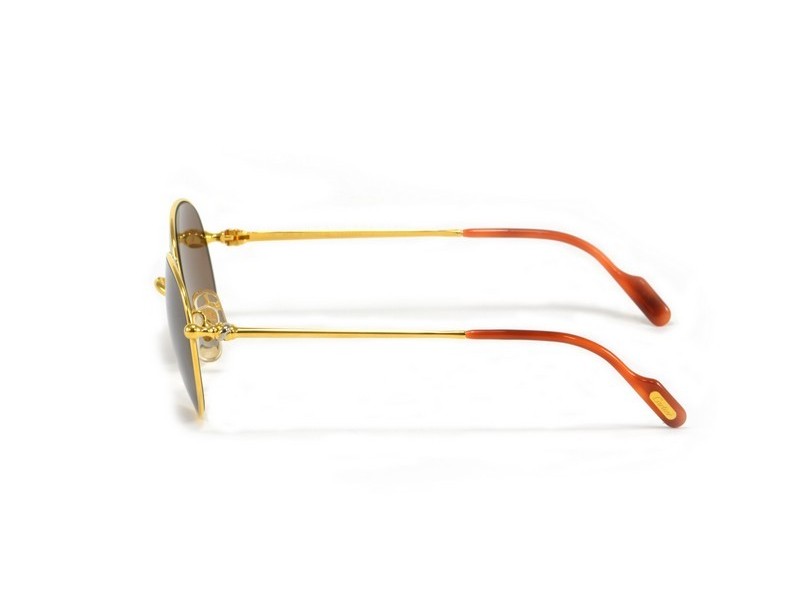 occhiali da sole vintage Cartier Antares T8000205 oro con lenti marrone