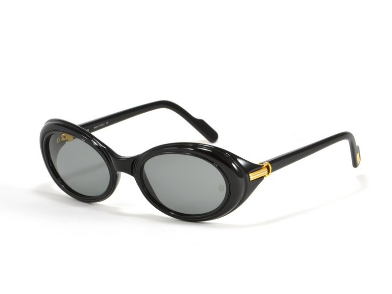 occhiali da sole vintage Cartier Frisson T79078 nero con lenti grigie